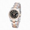 Replica Rolex Datejust 18k Rose Gold 2-Tone Oyster Bracelet Black Dial