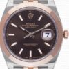 Replica Rolex Datejust 41mm 18k 2-Tone Jubilee Smooth Bezel Chocolate Dial Stick Markers - Image 2