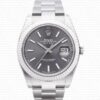 Replica Rolex Datejust 41mm 18k White Gold Flat Three Piece Links Fluted Bezel Rhodium Grey Dial Stick Markers