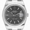 Replica Rolex Datejust 41mm 18k White Gold Flat Three Piece Links Fluted Bezel Rhodium Grey Dial Stick Markers - Image 2