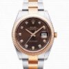 Replica Rolex Datejust 41mm 18k 2-Tone Rose Gold Flat Three Piece Links Fluted Bezel Chocolate Dial Diamond Markers