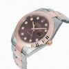 Replica Rolex Datejust 41mm 18k 2-Tone Rose Gold Flat Three Piece Links Fluted Bezel Chocolate Dial Diamond Markers - Image 7