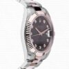 Replica Rolex Datejust 41mm 18k 2-Tone Rose Gold Flat Three Piece Links Fluted Bezel Chocolate Dial Diamond Markers - Image 5