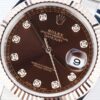 Replica Rolex Datejust 41mm 18k 2-Tone Rose Gold Flat Three Piece Links Fluted Bezel Chocolate Dial Diamond Markers - Image 3