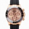 Replica Rolex Cosmograph Daytona Rose Gold with Pink Dial Diamond Marks Rubber Band