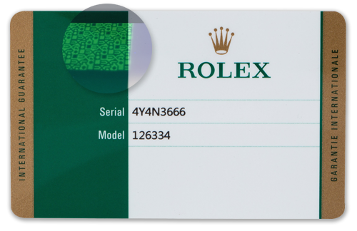 rolex infrared hologram card